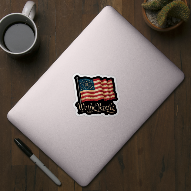 We the people 4th Of July Independence Day Vintage USA Flag Est 1776 by Creatifly Graphic Tees